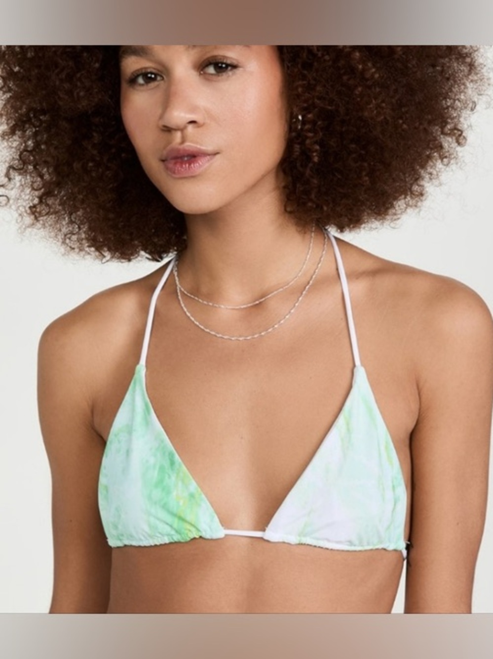 Good American Triangle Tiny Ties Bikini Top in Green Marble NWT 3 - Large